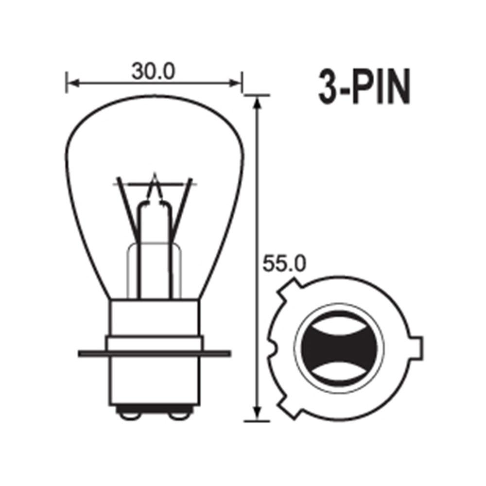 BULB - HEADLIGHT 6V 35/35W - P15D-3 - A4322 (min 10 buy)